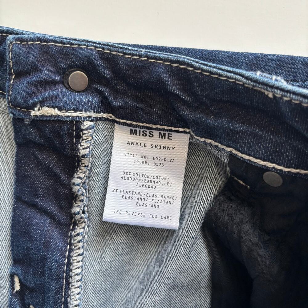 Miss Me Signature Ankle Skinny Jeans Women’s 32 Y2K Retro Mid Rise Waist Cotton - Picture 4 of 9